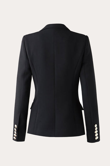 Svart Double Breasted Peak Lapel Kvinner Party Blazer